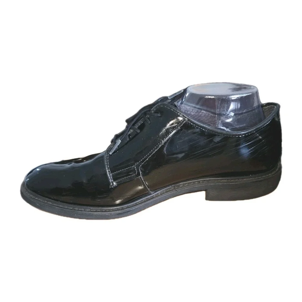 Bates Lites Black Shoe Mens 10.5 E Hi Gloss Uniform Military Formal Dress Vibram